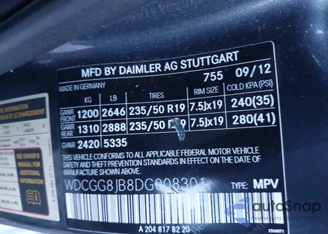 2013 Mercedes-Benz Glk 350 4Matic из США, поврежденный, VIN WDCGG8JB8DG008301